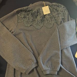 Kori sweater with lace at neck size M